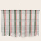 Hand Drawn Vertical Stripes Muted Green & Pink Wall Hanging Gallery Image 1