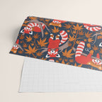 Red panda blending with the foliage // navy background red cozy animals fog brown taupe tree branches orange acer leaves Wrapping Paper Gallery Image 2