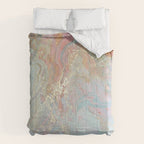 Marble Luxe, Abstract Nature Bohemian Texture, Blush Gold Scandanavian Pastel Neutral Comforter Gallery Image 6