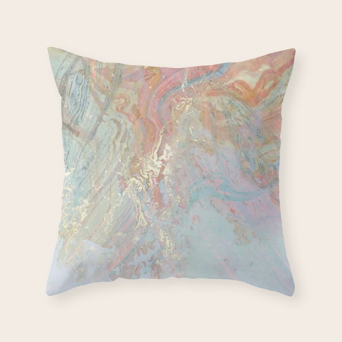 Marble Luxe, Abstract Nature Bohemian Texture, Blush Gold Scandanavian Pastel Neutral Throw Pillow Gallery Image 1