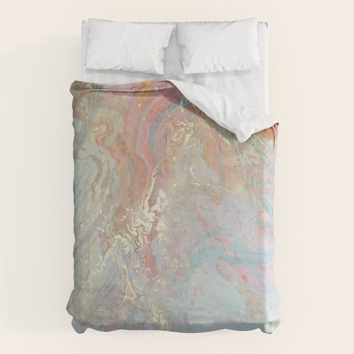 Marble Luxe, Abstract Nature Bohemian Texture, Blush Gold Scandanavian Pastel Neutral Duvet Cover Gallery Image 1