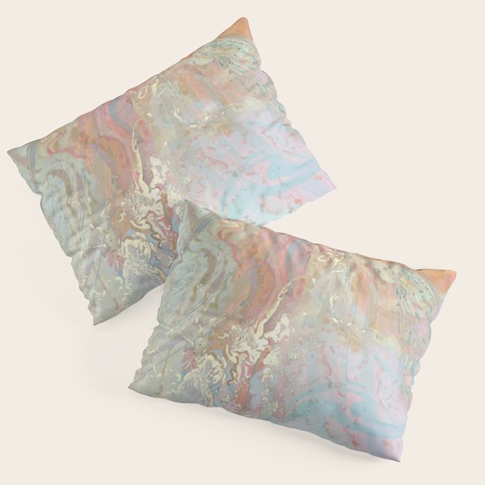 Marble Luxe, Abstract Nature Bohemian Texture, Blush Gold Scandanavian Pastel Neutral Pillow Sham Gallery Image 3