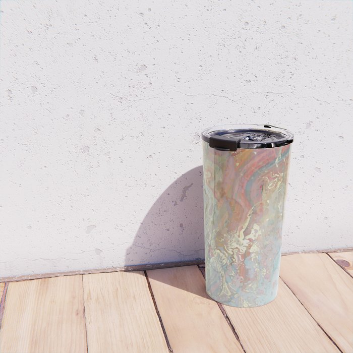 Marble Luxe, Abstract Nature Bohemian Texture, Blush Gold Scandanavian Pastel Neutral Travel Mug Gallery Image 4
