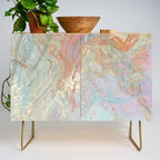 Marble Luxe, Abstract Nature Bohemian Texture, Blush Gold Scandanavian Pastel Neutral Credenza Gallery Image 1
