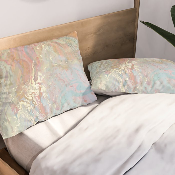 Marble Luxe, Abstract Nature Bohemian Texture, Blush Gold Scandanavian Pastel Neutral Pillow Sham Gallery Image 2