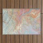 Marble Luxe, Abstract Nature Bohemian Texture, Blush Gold Scandanavian Pastel Neutral Outdoor Rug Gallery Image 1