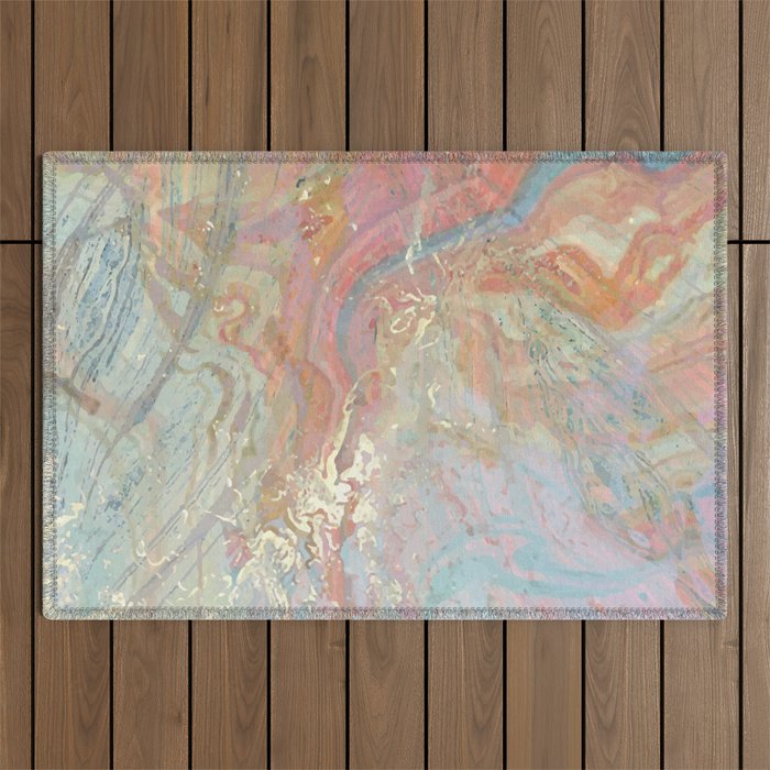 Marble Luxe, Abstract Nature Bohemian Texture, Blush Gold Scandanavian Pastel Neutral Outdoor Rug Gallery Image 1