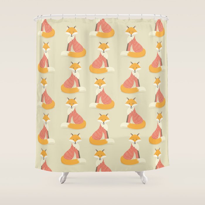 Whimsical Red Fox Shower Curtain Gallery Image 1