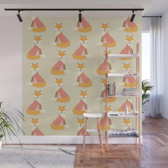 Whimsical Red Fox Wall Mural Gallery Image 1