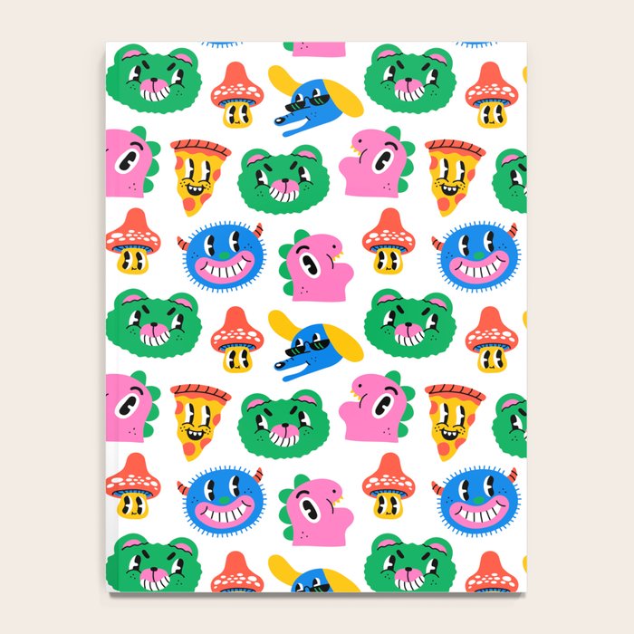 Funny retro cartoon character mascot pattern Notebook Gallery Image 4