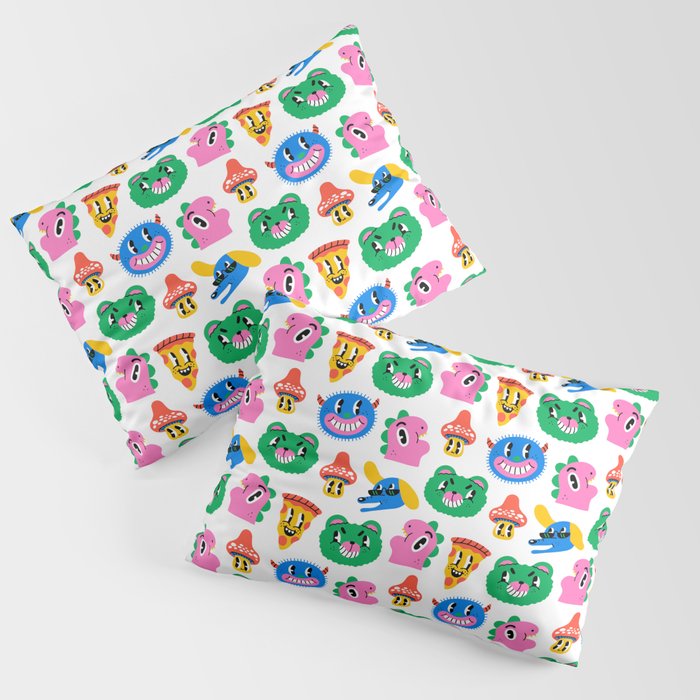 Funny retro cartoon character mascot pattern Pillow Sham Gallery Image 3