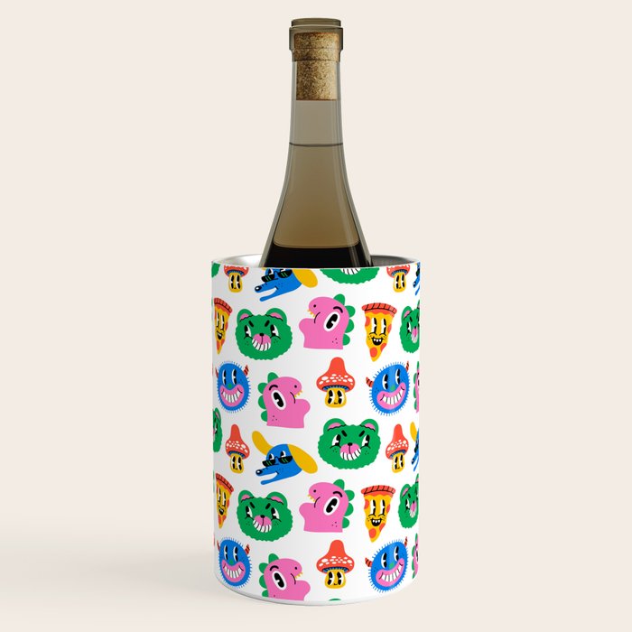 Funny retro cartoon character mascot pattern Wine Chiller Gallery Image 2