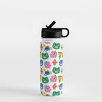 Funny retro cartoon character mascot pattern Water Bottle Gallery Image 1