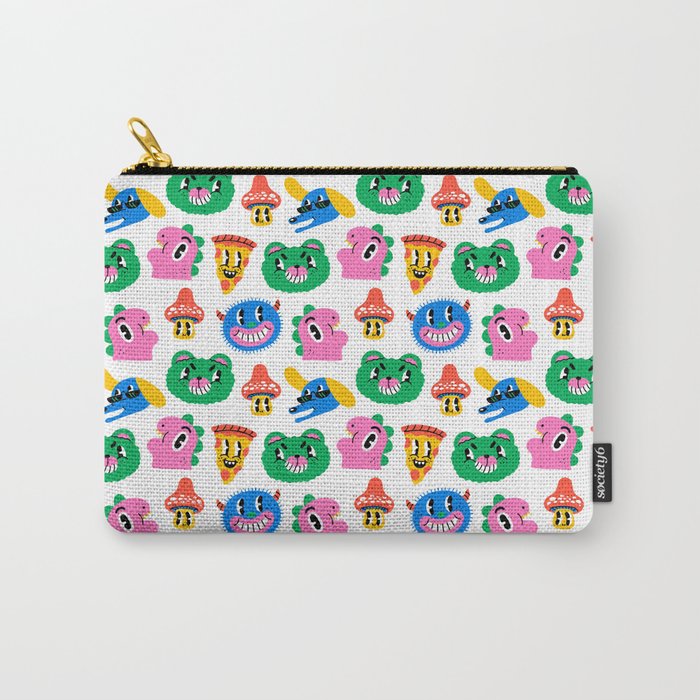 Funny retro cartoon character mascot pattern Carry All Pouch Gallery Image 1