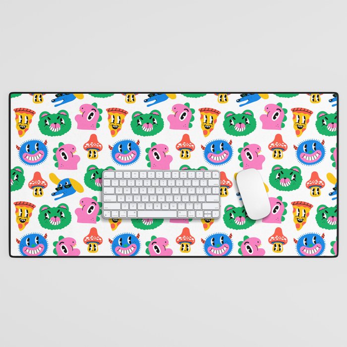 Funny retro cartoon character mascot pattern Desk Mat Gallery Image 1