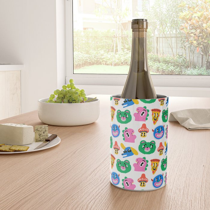 Funny retro cartoon character mascot pattern Wine Chiller Gallery Image 4
