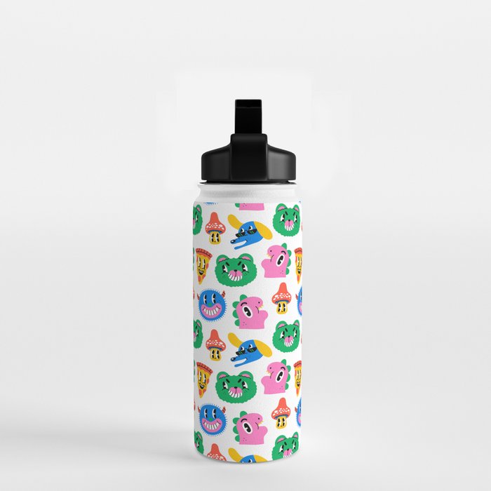 Funny retro cartoon character mascot pattern Water Bottle Gallery Image 2