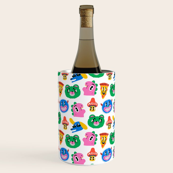Funny retro cartoon character mascot pattern Wine Chiller Gallery Image 1