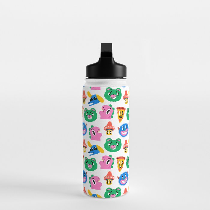 Funny retro cartoon character mascot pattern Water Bottle Gallery Image 3