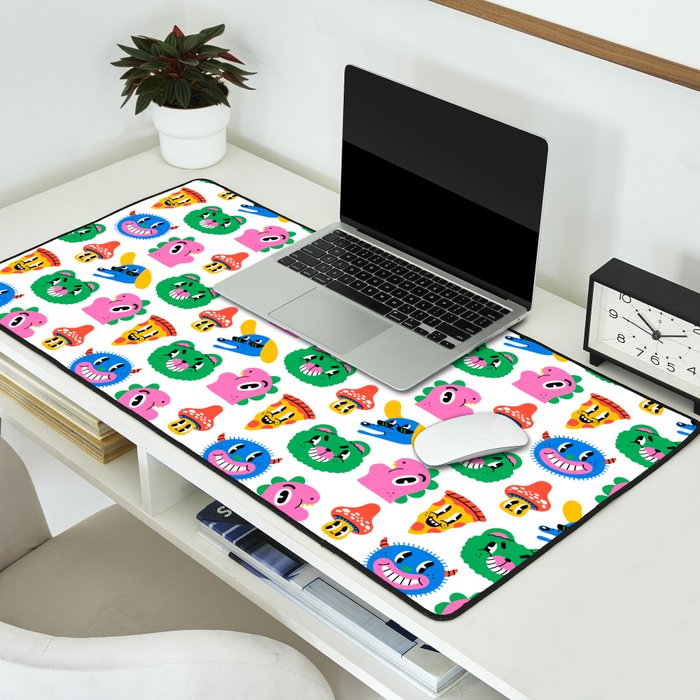 Funny retro cartoon character mascot pattern Desk Mat Gallery Image 2