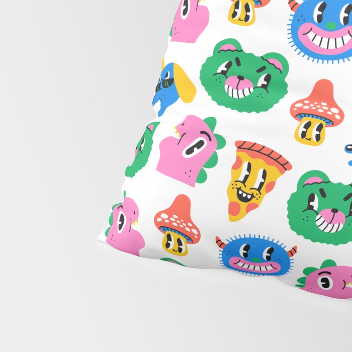 Funny retro cartoon character mascot pattern Pillow Sham Gallery Image 4