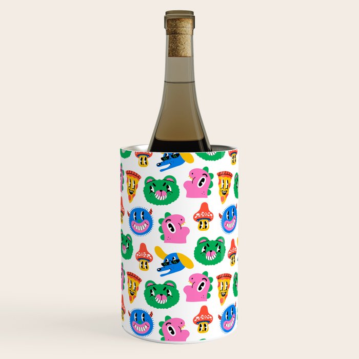 Funny retro cartoon character mascot pattern Wine Chiller Gallery Image 3
