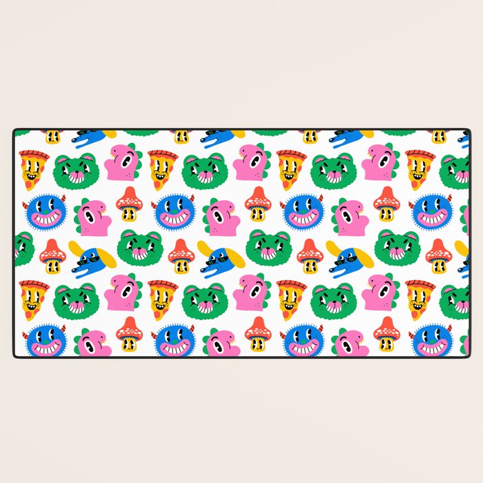 Funny retro cartoon character mascot pattern Desk Mat Gallery Image 3