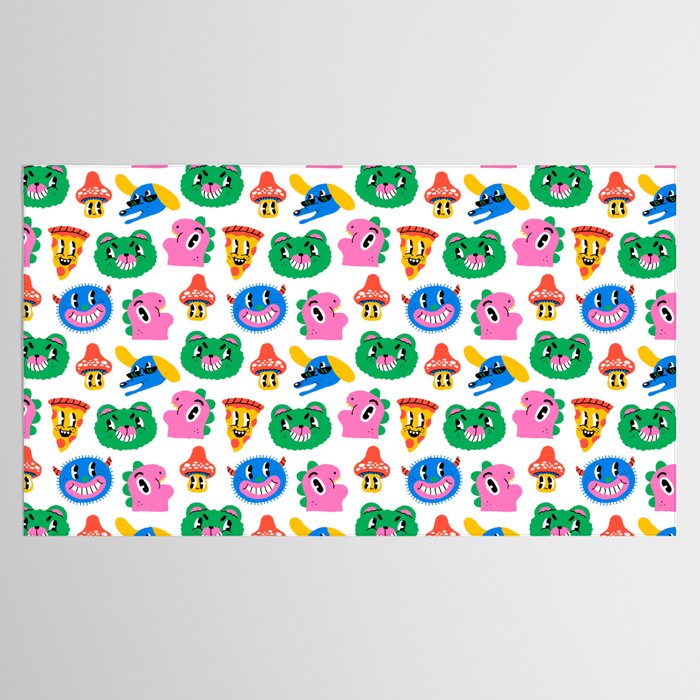 Funny retro cartoon character mascot pattern Tablecloth Gallery Image 2