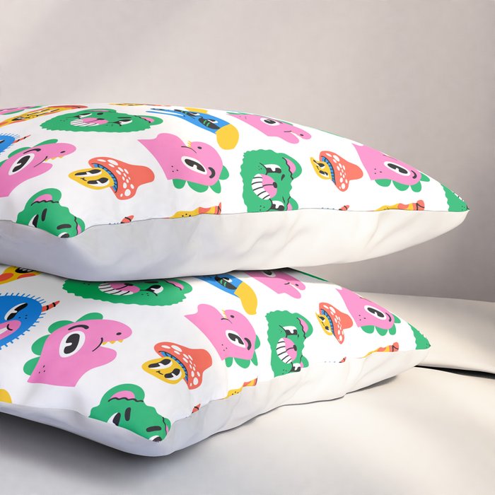 Funny retro cartoon character mascot pattern Pillow Sham Gallery Image 3