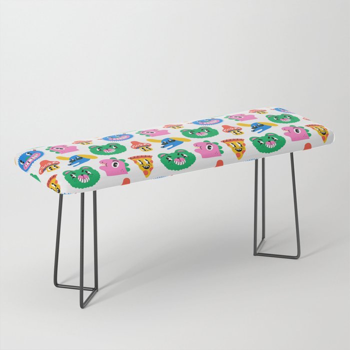 Funny retro cartoon character mascot pattern Bench Gallery Image 1