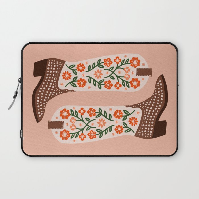 Cowgirl Boots - Orange and Green Laptop Sleeve Gallery Image 1