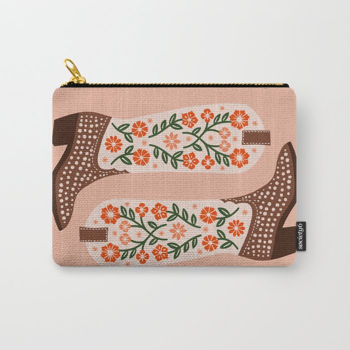 Cowgirl Boots - Orange and Green Carry All Pouch Gallery Image 1