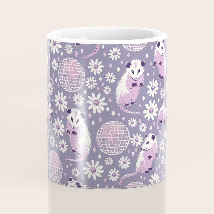 Disco Opossums and Daisies  Retro Pattern Coffee Mug Gallery Image 4