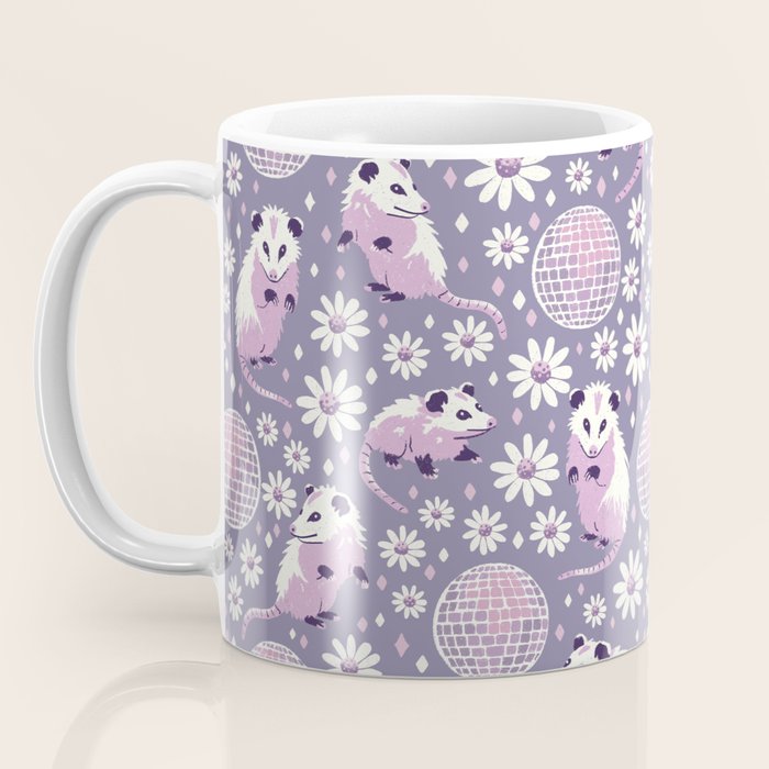 Disco Opossums and Daisies  Retro Pattern Coffee Mug Gallery Image 3