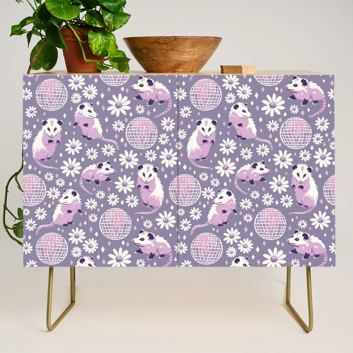 Disco Opossums and Daisies  Retro Pattern Credenza Gallery Image 1