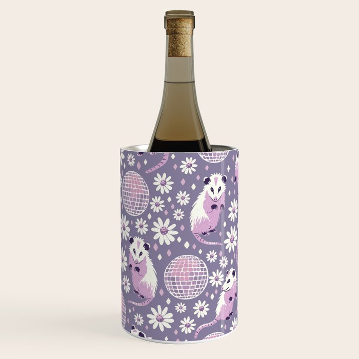 Disco Opossums and Daisies  Retro Pattern Wine Chiller Gallery Image 1
