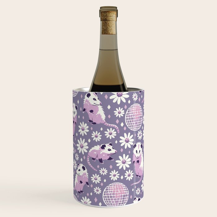 Disco Opossums and Daisies  Retro Pattern Wine Chiller Gallery Image 2