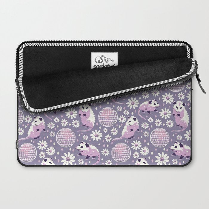 Disco Opossums and Daisies  Retro Pattern Laptop Sleeve Gallery Image 2