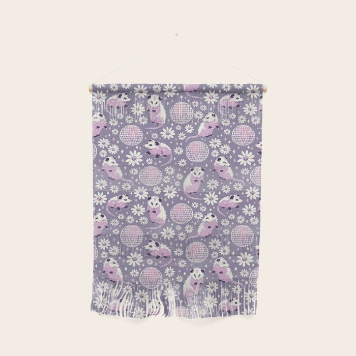 Disco Opossums and Daisies  Retro Pattern Wall Hanging Gallery Image 1