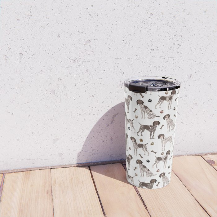 German Shorthaired Pointer Dog Paws and Bones White Travel Mug Gallery Image 4
