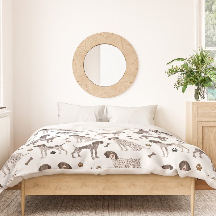 German Shorthaired Pointer Dog Paws and Bones White Duvet Cover Gallery Image 3