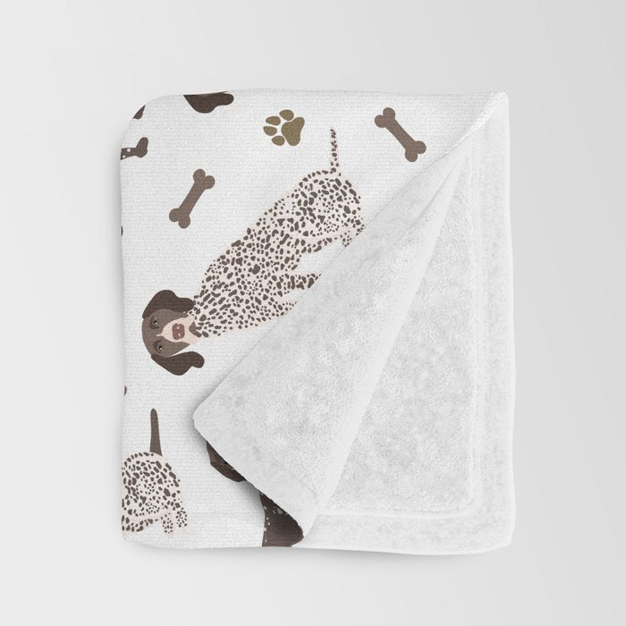 German Shorthaired Pointer Dog Paws and Bones White Throw Blanket Gallery Image 3