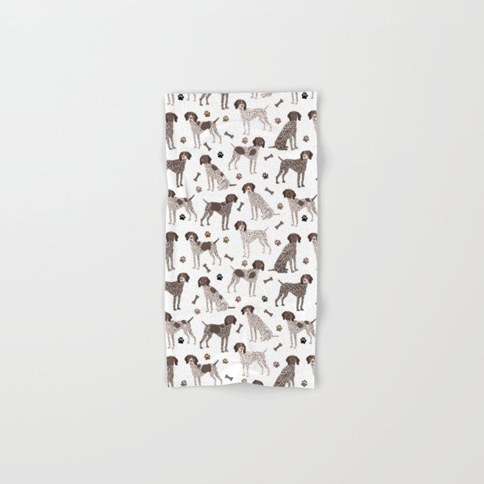 German Shorthaired Pointer Dog Paws and Bones White Bath Towel Gallery Image 1