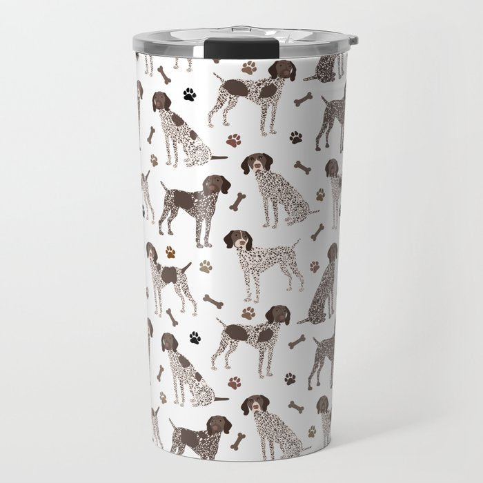 German Shorthaired Pointer Dog Paws and Bones White Travel Mug Gallery Image 1