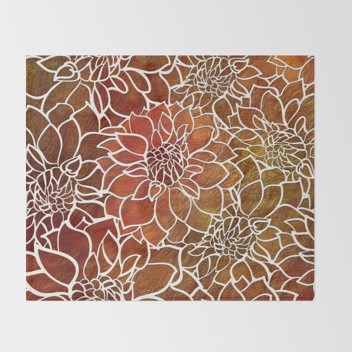 Dahlia Flower Pattern 18 Throw Blanket Gallery Image 2