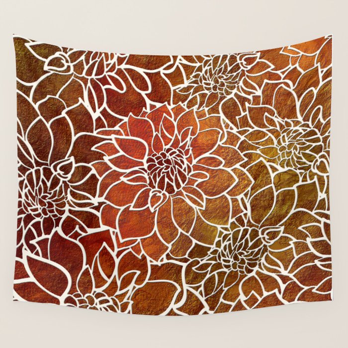 Dahlia Flower Pattern 18 Wall Tapestry Gallery Image 4