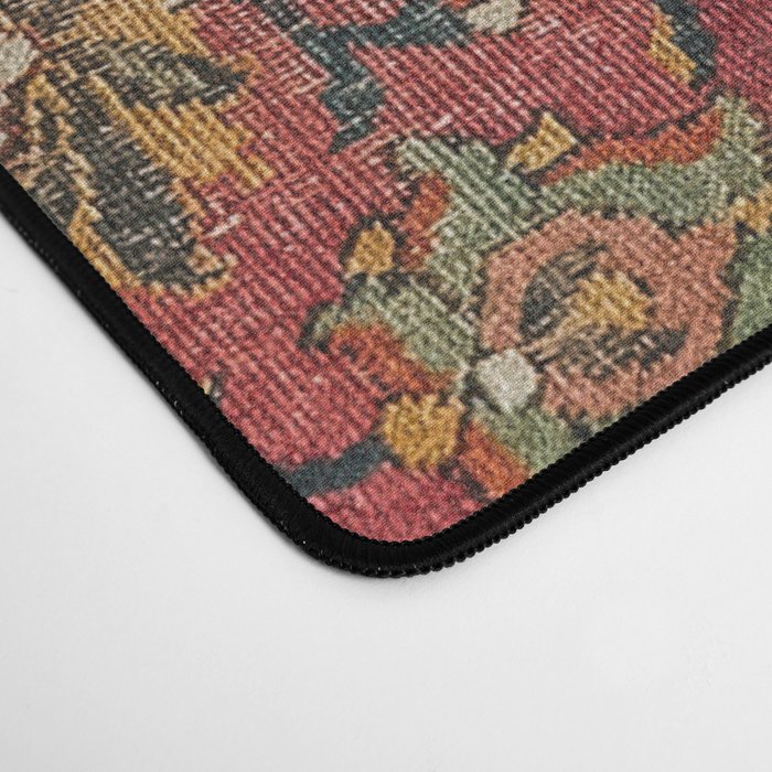 Persian Medallion Rug IV // 16th Century Distressed Red Green Blue Flowery Colorful Ornate Pattern Desk Mat Gallery Image 4