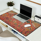 Persian Medallion Rug IV // 16th Century Distressed Red Green Blue Flowery Colorful Ornate Pattern Desk Mat Gallery Image 2
