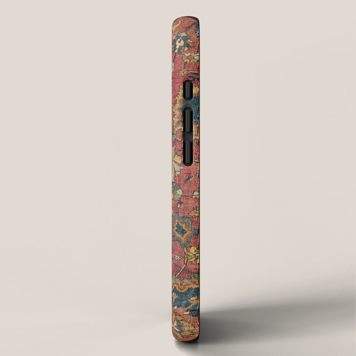 Persian Medallion Rug IV // 16th Century Distressed Red Green Blue Flowery Colorful Ornate Pattern iPhone Case Gallery Image 2
