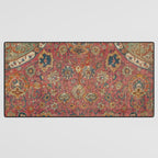 Persian Medallion Rug IV // 16th Century Distressed Red Green Blue Flowery Colorful Ornate Pattern Desk Mat Gallery Image 3